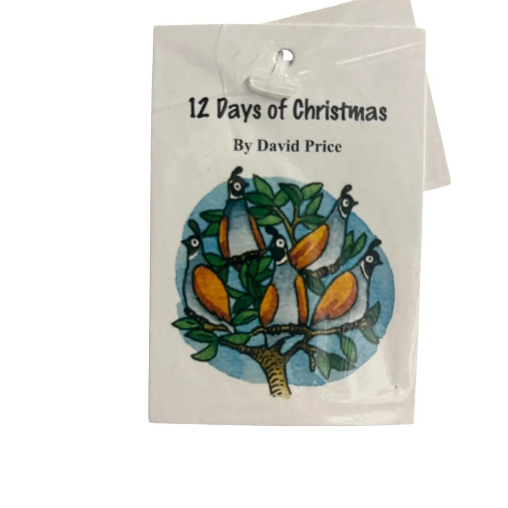 David Price Book Lover's 12 Days of Christmas Tea Towel Set 2pc Cotton 18x26 NEW